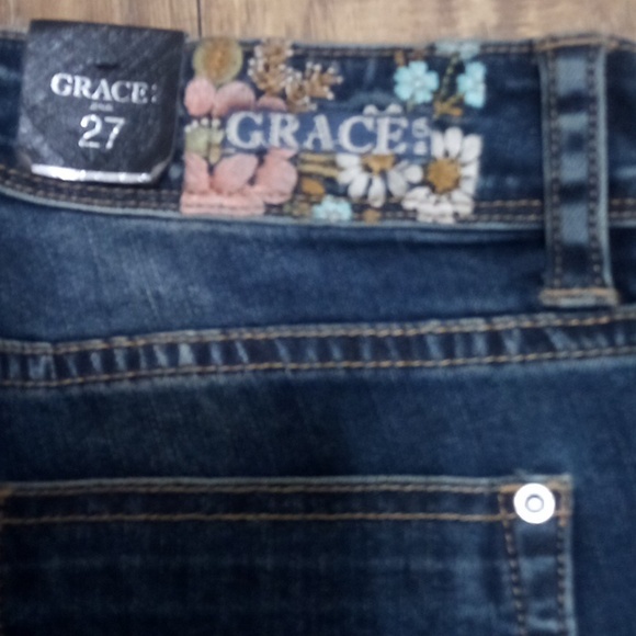 Grace in LA Women's Jeans 27 Bootcut Embellished Embroidered - Picture 6 of 11